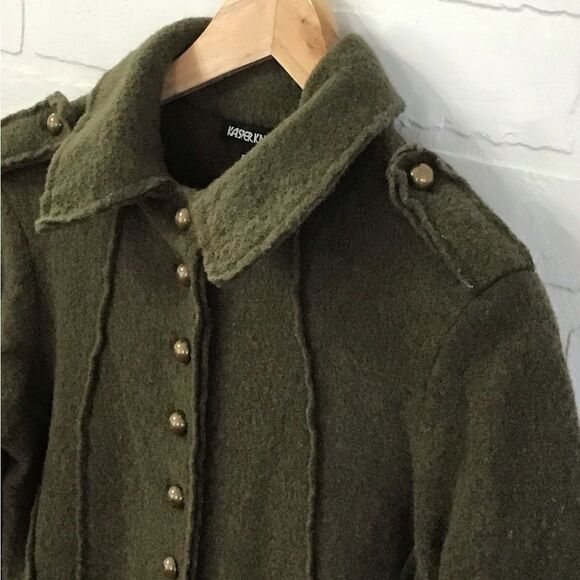 KASPER Knits kaki green blazer jacket in small 100% wool - Picture 6 of 14